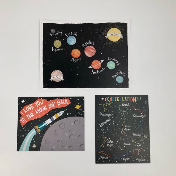 Lucy Darling Set of Three Space Themed Prints Ready to Frame Nursery Bedroom - Picture 4 of 13